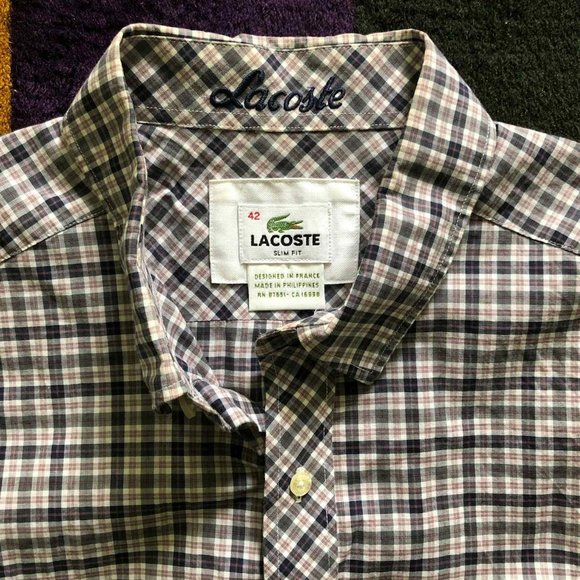 Lacoste Checkered Button Up Shirt - Picture 5 of 9